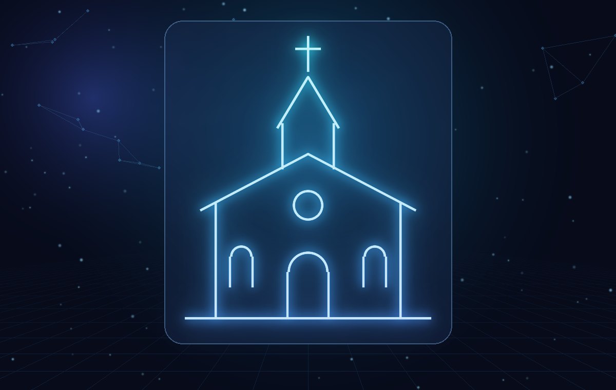 Glowing outline of a church